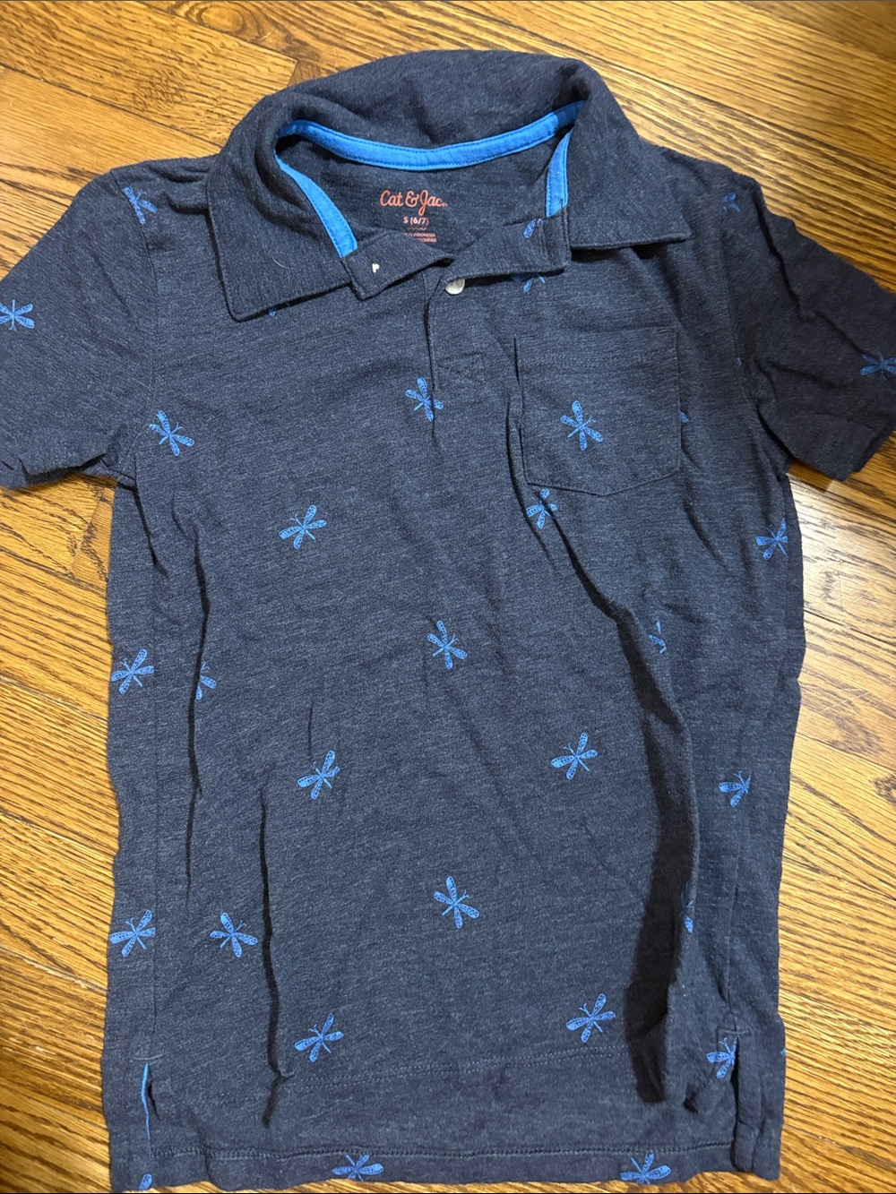 Cat & Jack Navy Polo with Blue Dragonfly Prints